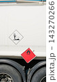 Symbols of pollution and danger of explosions on a tanker truck refueling 143270266