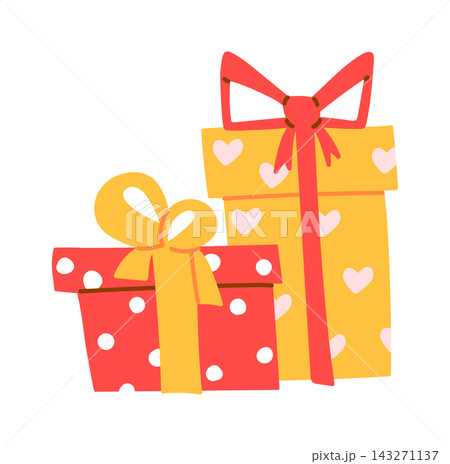 Gift Boxes With Bows Cartoon Style Gift Boxes With Bows Cartoon Style 143271137