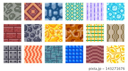 Retro Game Pattern Tile Seamless Set Pixel Retro Game Pattern Tile Seamless Set Pixel 143271676