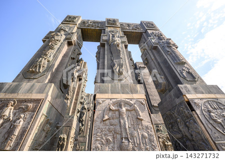 Chronicles of Georgia monument recording the history of Georgia by sculptor Zurab Tsereteli in Tbilisi, capital of Georgia 143271732