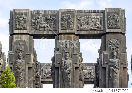 Chronicles of Georgia monument recording the history of Georgia by sculptor Zurab Tsereteli in Tbilisi, capital of Georgia 143271763