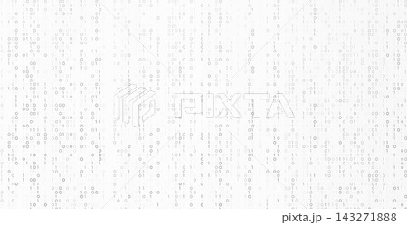 Matrix binary code background with white digital rain effect. Ideal for cyberpunk themes, tech designs, hacking or coding visuals, sci-fi and digital interfaces. Vector illustration 143271888