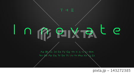 Innovate futuristic letters, ultra slim font, contemporary type for gui and hud, thin sleek typography for innovate future technology digital display. Minimal style letters, vector typographic design 143272385