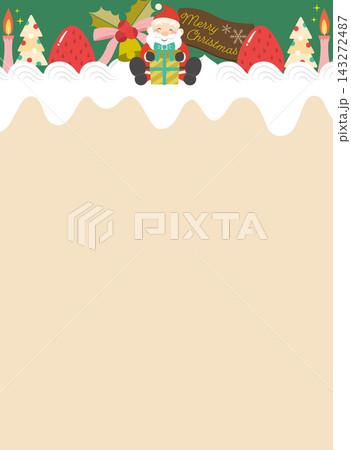 サンタクロースとクリスマスケーキのフレーム サンタクロースとクリスマスケーキのフレーム 143272487