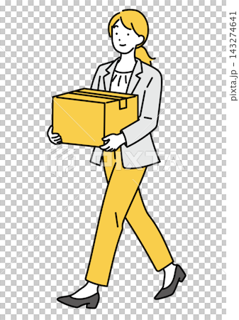 An illustration of a female office worker carrying cardboard boxes while cleaning. An illustration of a female office worker carrying cardboard boxes while cleaning. 143274641