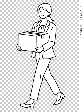 An illustration of a female office worker carrying cardboard boxes while cleaning. An illustration of a female office worker carrying cardboard boxes while cleaning. 143274642