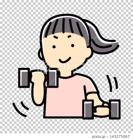 Breast enhancement for women doing dumbbell training - Full color Breast enhancement for women doing dumbbell training - Full color 143275067