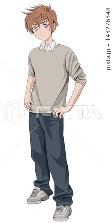 腰に手を当てている男性 腰に手を当てている男性 143276348