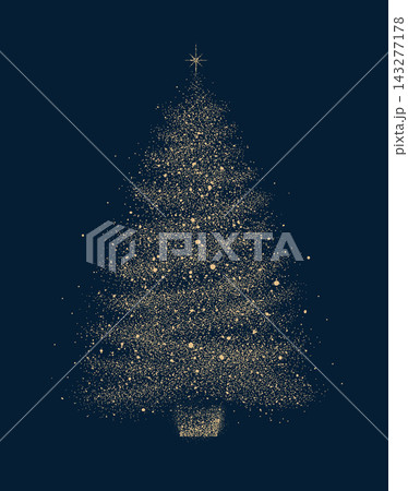 Christmas tree silhouette glowing dots blue Christmas tree silhouette glowing dots blue 143277178
