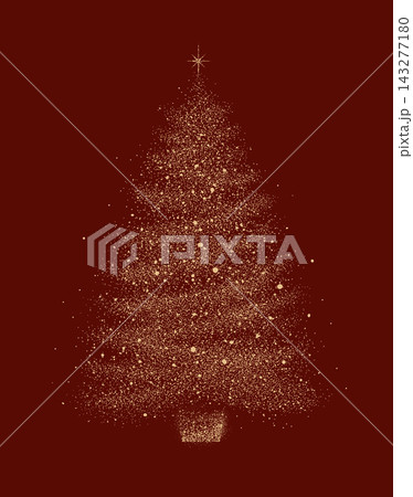 Christmas tree silhouette glowing dots red 143277180