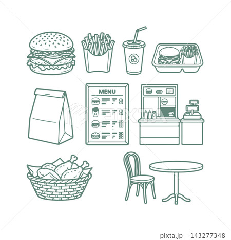 Fast Food Restaurant Icons 143277348