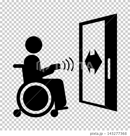 Remote control door / Pictograms for elderly care, preventative care, independent living support, and welfare housing environment (black/gray) Remote control door / Pictograms for elderly care, preventative care, independent living support, and welfare housing environment (black/gray) 143277368