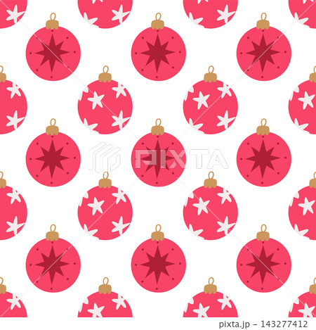 Christmas seamless pattern with star baubles ornament background for holiday design 143277412