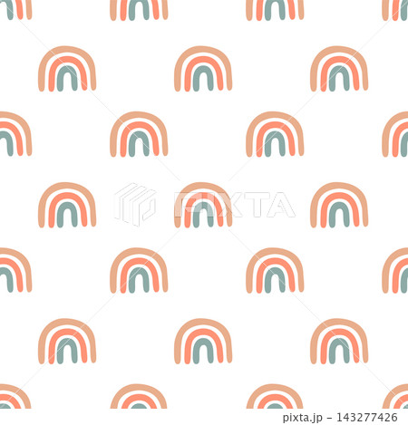 Rainbow seamless pattern baby nursery sky background vector template wrapping paper design 143277426