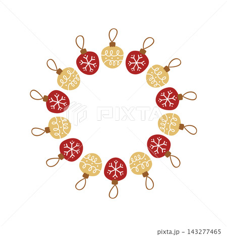 Christmas wreath vector frame made of festive baubles and balls Christmas wreath vector frame made of festive baubles and balls 143277465