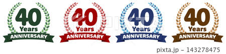 40周年アニバーサリーロゴセット カラフルな記念リボンバッジ素材 40周年アニバーサリーロゴセット カラフルな記念リボンバッジ素材 143278475
