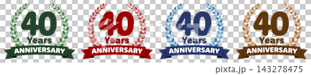 40周年アニバーサリーロゴセット カラフルな記念リボンバッジ素材 40周年アニバーサリーロゴセット カラフルな記念リボンバッジ素材 143278475