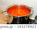 Tomato sauce in big cooking pot 143278921