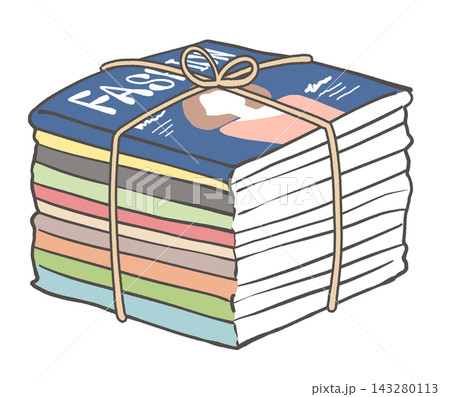 紐でまとめた雑誌のイラスト 紐でまとめた雑誌のイラスト 143280113