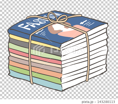 紐でまとめた雑誌のイラスト 紐でまとめた雑誌のイラスト 143280113