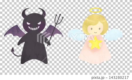 かわいい天使と悪魔のイラストセット 143280217