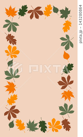 Autumn border frame template made of colorful fall leaves copy space 143280864