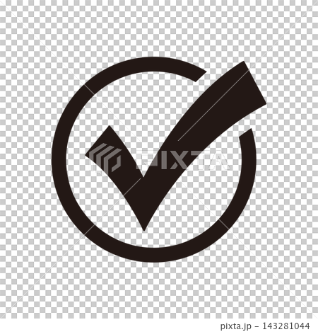 A black checkmark icon surrounded by a circle A black checkmark icon surrounded by a circle 143281044