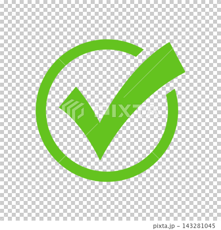 A green checkmark icon surrounded by a circle 143281045