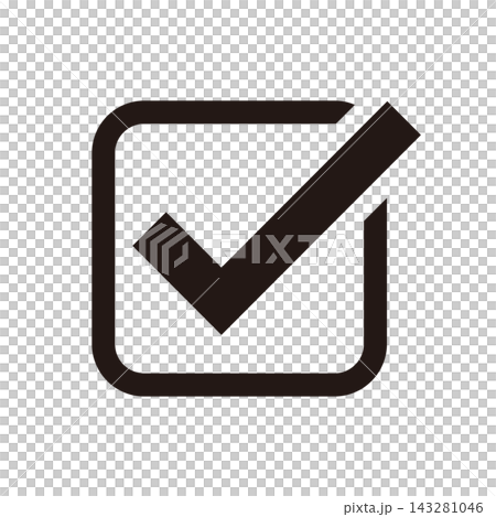 A black checkmark icon enclosed in a square. A black checkmark icon enclosed in a square. 143281046