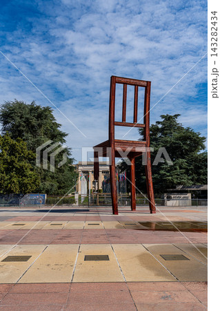Broken Chair Monument at United Nations Square, Geneva Broken Chair Monument at United Nations Square, Geneva 143282434