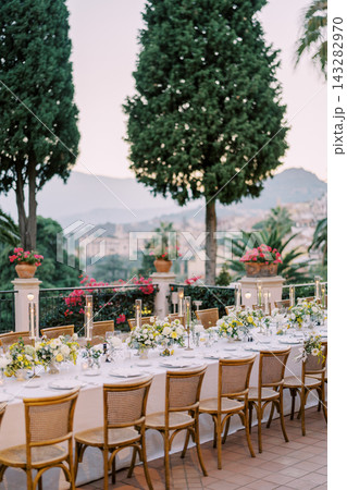 Elegant destination wedding dinner at Grand Hotel Timeo Sicily 143282970