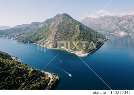 Verige Strait and Mountain Slopes in Bay of Kotor, Montenegro Verige Strait and Mountain Slopes in Bay of Kotor, Montenegro 143283343