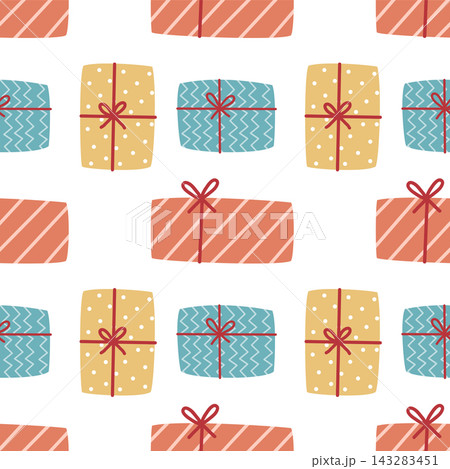 Gift box seamless pattern christmas holiday present background vector template wrapping paper design Gift box seamless pattern christmas holiday present background vector template wrapping paper design 143283451