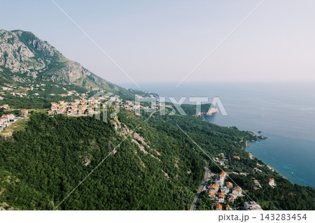 Coastal landscape of Sveti Stefan and Budva Riviera, Montenegro 143283454