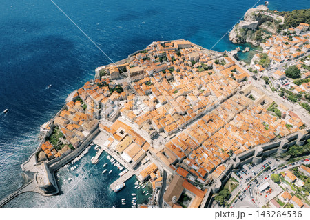 Aerial View of Dubrovnik Old Town and City Walls Aerial View of Dubrovnik Old Town and City Walls 143284536
