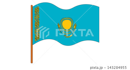 Flag of Kazakhstan. Kazakh national symbol in official colors. Template icon. Abstract vector background 143284955