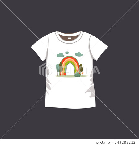 T-shirt, women jersey, sport uniform kit, short fashion top, round neck blouse. Sketch Illustration. Template mock up T-shirt, women jersey, sport uniform kit, short fashion top, round neck blouse. Sketch Illustration. Template mock up 143285212