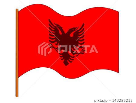 Flag of Albania. Albanian national symbol in official colors. Template icon. Abstract vector background 143285215