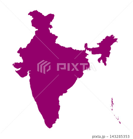 Map of Indiia, sign silhouette. World Map Globe. Vector Illustration isolated on white background. Asian continent 143285353
