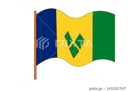 Flag of Saint Vincent and the Grenadines. National symbol in official colors. Template icon. Vector background 143285747