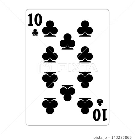 Ten of clubs. Playing card with golden elements. Casino icons. Pictograms representing different suits. Vector illustration. Flat design for modern visual elements Ten of clubs. Playing card with golden elements. Casino icons. Pictograms representing different suits. Vector illustration. Flat design for modern visual elements 143285869