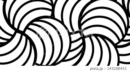Swirl hypnotic black and white wave pattern. Monochrome abstract background. Vector flat geometric illustration.Template design for banner, website, template, leaflet, brochure, poster Swirl hypnotic black and white wave pattern. Monochrome abstract background. Vector flat geometric illustration.Template design for banner, website, template, leaflet, brochure, poster 143286431
