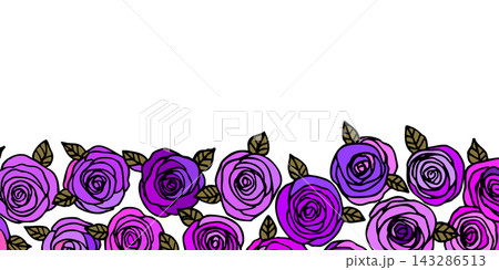 Summer background with roses flowers. Nature concept design. Modern floral composition. Vector illustration for poster, invitation, greeting card. Botanical style roses frame. Copy space 143286513