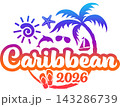 Caribbean 2026 with Vacation and Trip Elements - Palm Tree Sunglasses Tropical Flowers 143286739