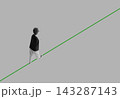Woman walking along rising green line toward career growth. 143287143