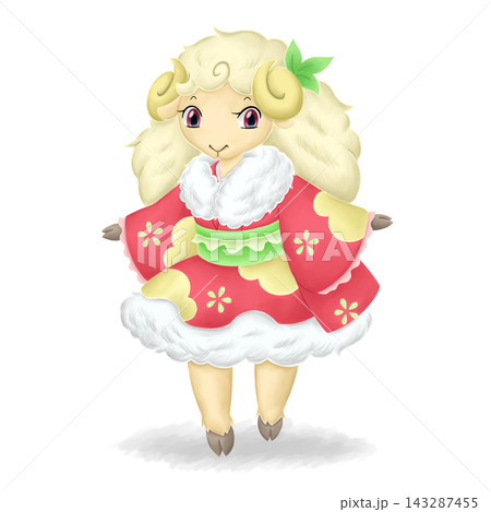 年賀状素材 未の手描きイラスト 主線なし 年賀状素材 未の手描きイラスト 主線なし 143287455