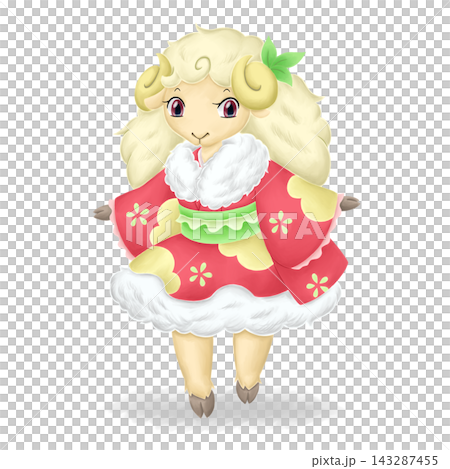 年賀状素材 未の手描きイラスト 主線なし 年賀状素材 未の手描きイラスト 主線なし 143287455