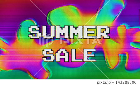 Abstract Summer Sale Pixel Glitch - Retro Y2K Retail Campaign Banner Background Abstract Summer Sale Pixel Glitch - Retro Y2K Retail Campaign Banner Background 143288500