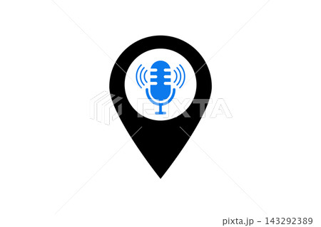 Podcast Location Pin Icon With Microphone Symbol For Audio Broadcast And Voice Maps Podcast Location Pin Icon With Microphone Symbol For Audio Broadcast And Voice Maps 143292389