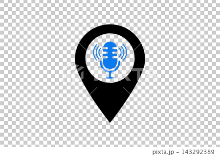Podcast Location Pin Icon With Microphone Symbol For Audio Broadcast And Voice Maps Podcast Location Pin Icon With Microphone Symbol For Audio Broadcast And Voice Maps 143292389